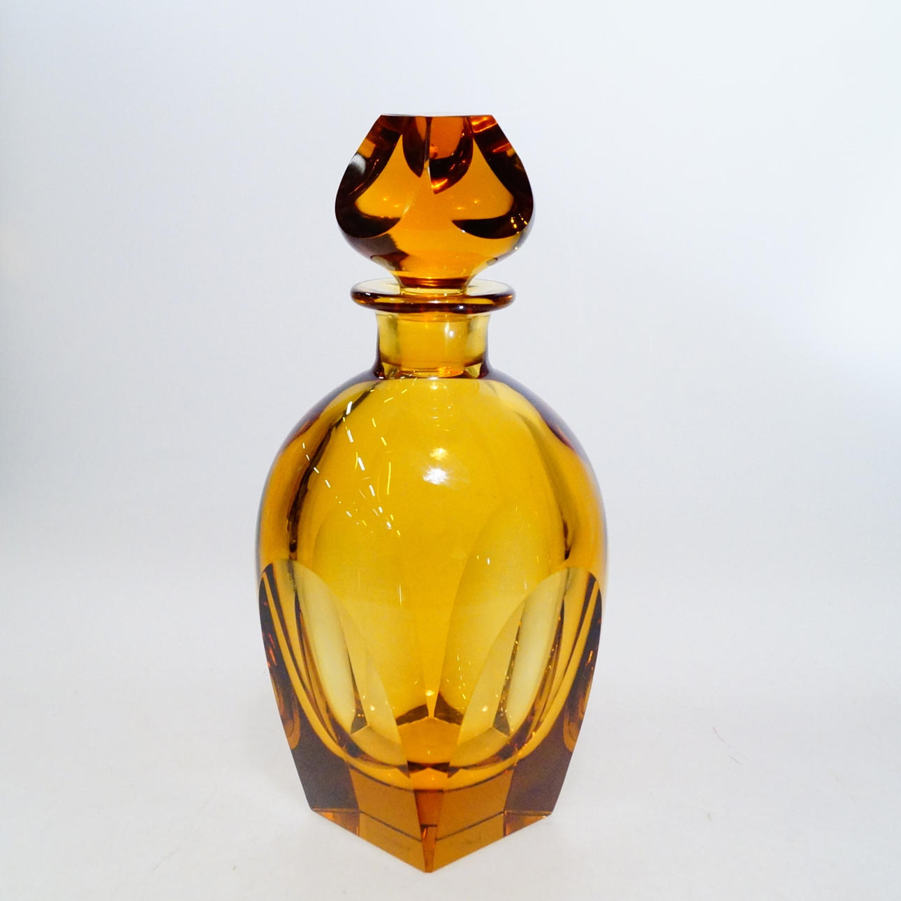Decanter, glass, marked Moser.