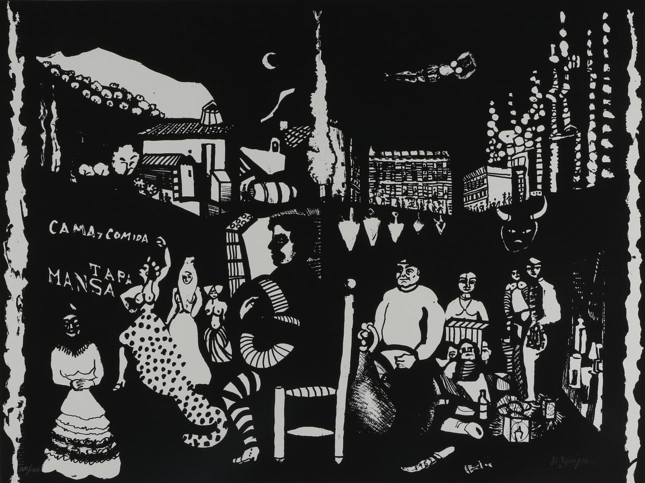 ROLAND KEMPE. Litografi, "Madrid, Dag och Natt", signerad samt numrerad 88/160.