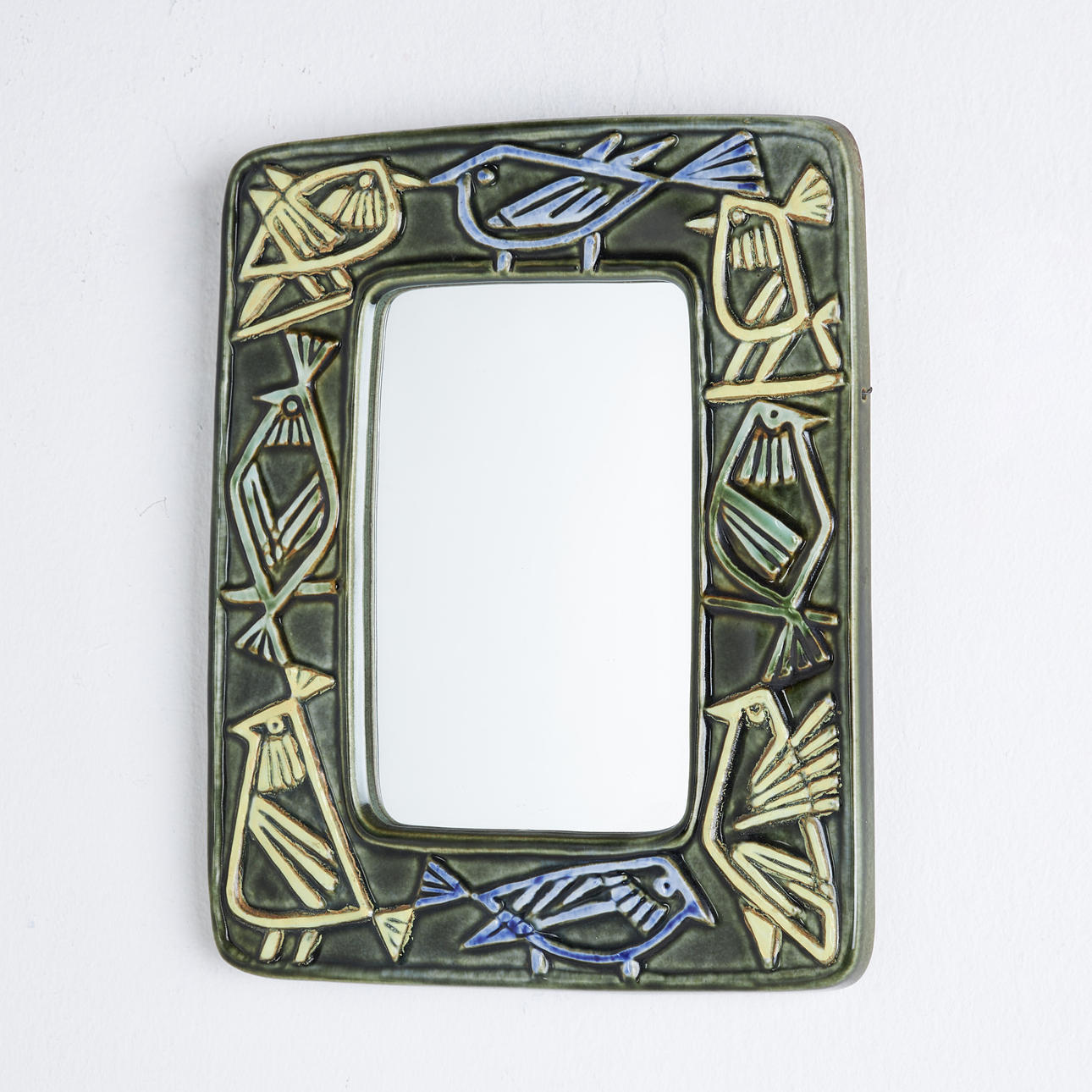 LISA LARSON. Mirror, “Harlequin”, stoneware, Gustavsberg, labeled.
