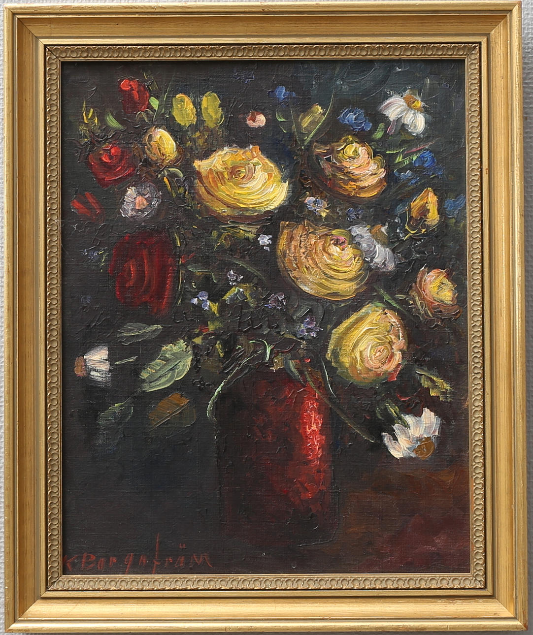 KARIN BORGSTRÖM. Stilleben. Olja på duk, signerad.