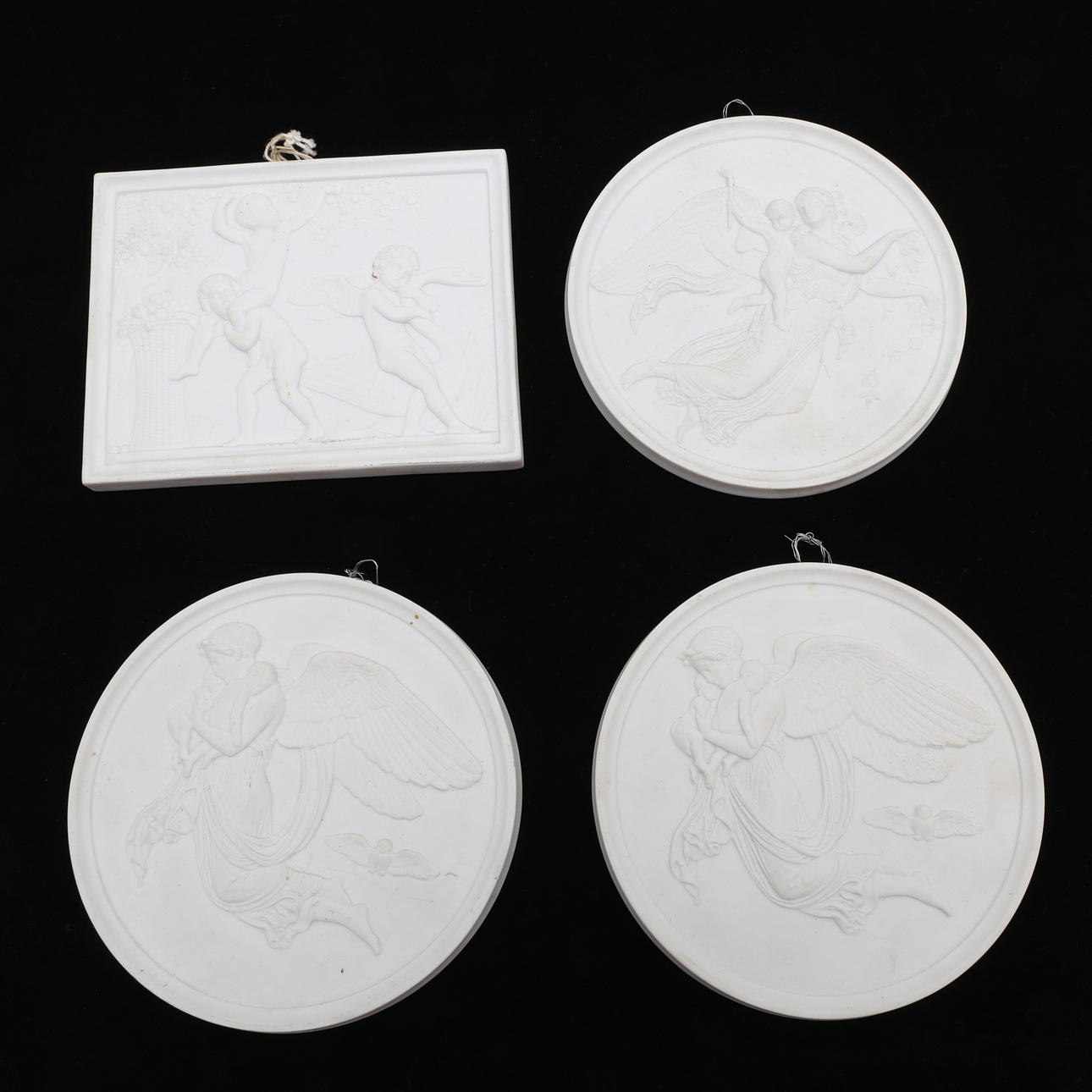 VÄGGRELIEFER, 4 st, parian, Bing & Gröndahl, Danmark.