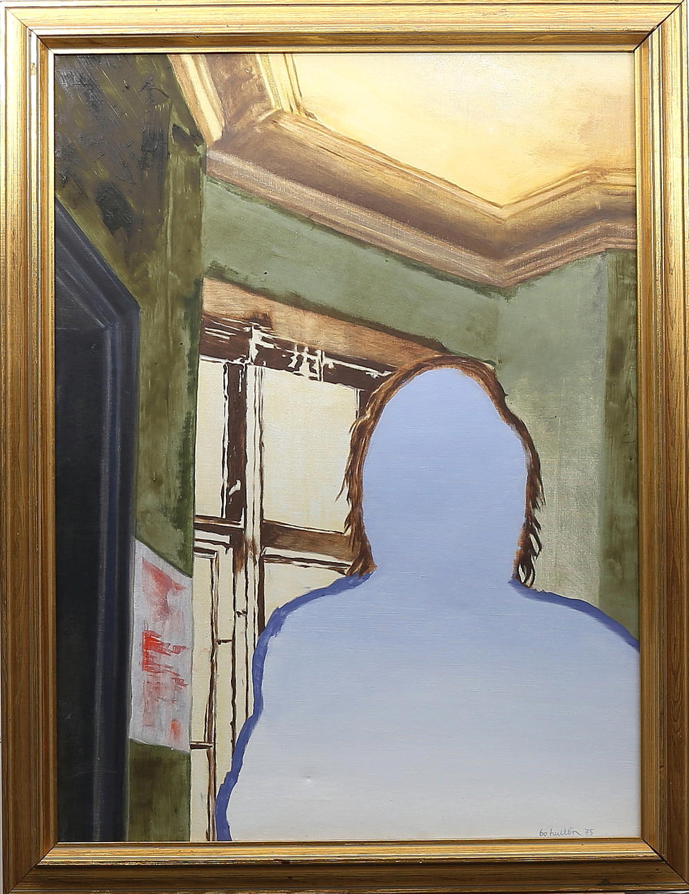 BO HULTÉN. Självporträtt från lägenheten på Spångatan, Malmö, olja på duk, signerad.