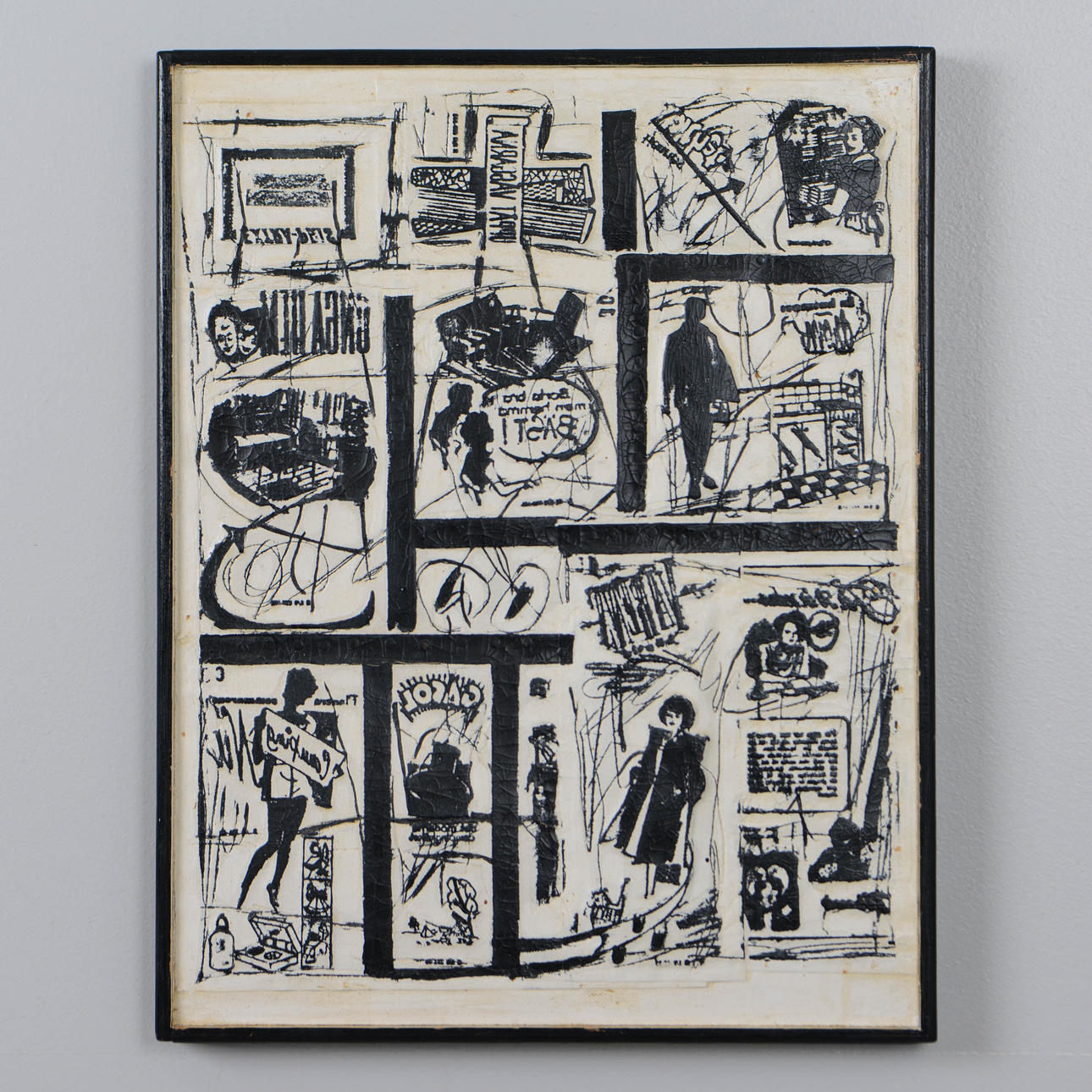 ALBERT JOHANSSON. "Etagé II", mixed media on Board, signed à verso, 1965.