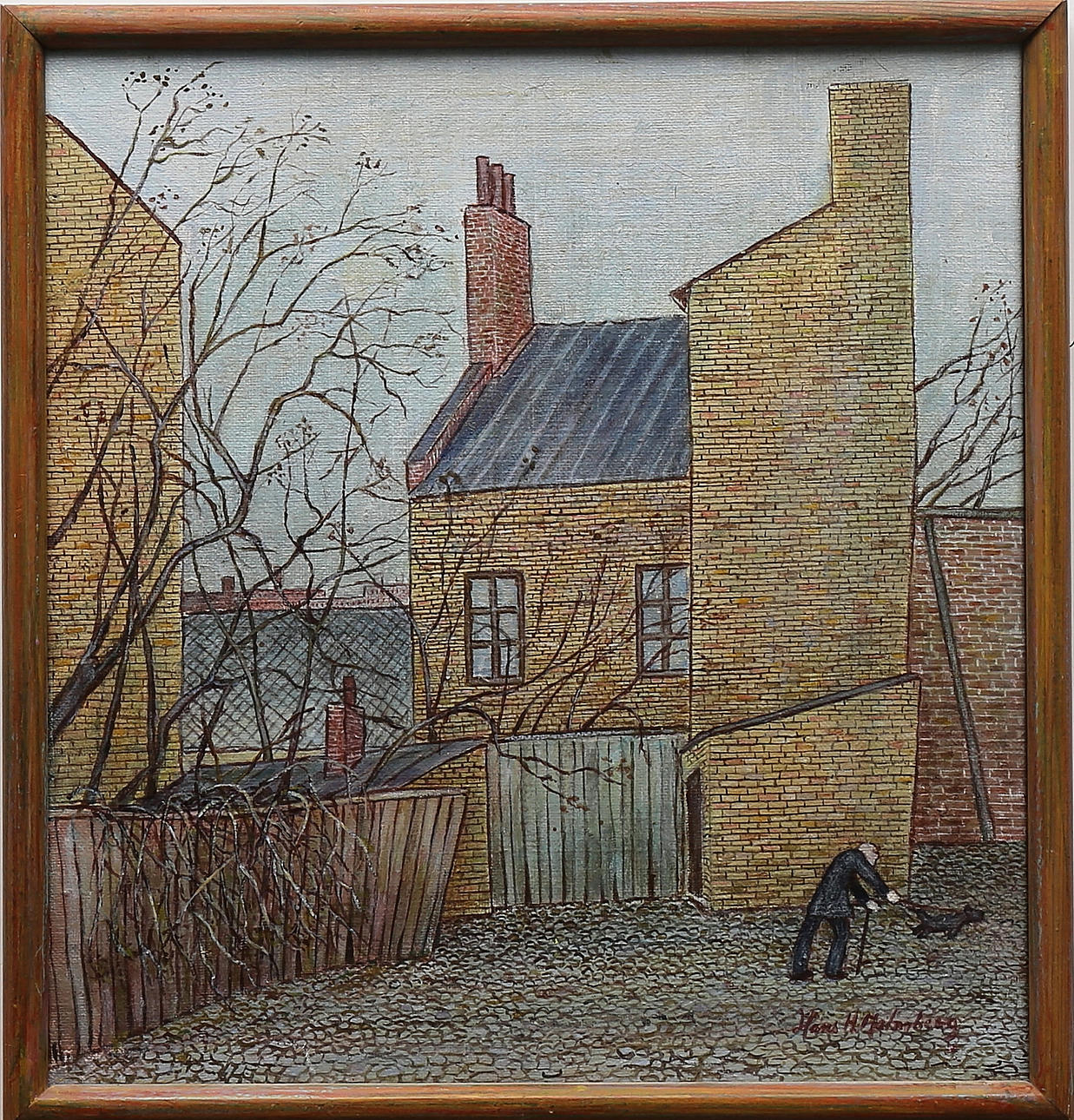 HANS H MALMBERG. I kvarteret Gamen, Olja på duk, signerad.