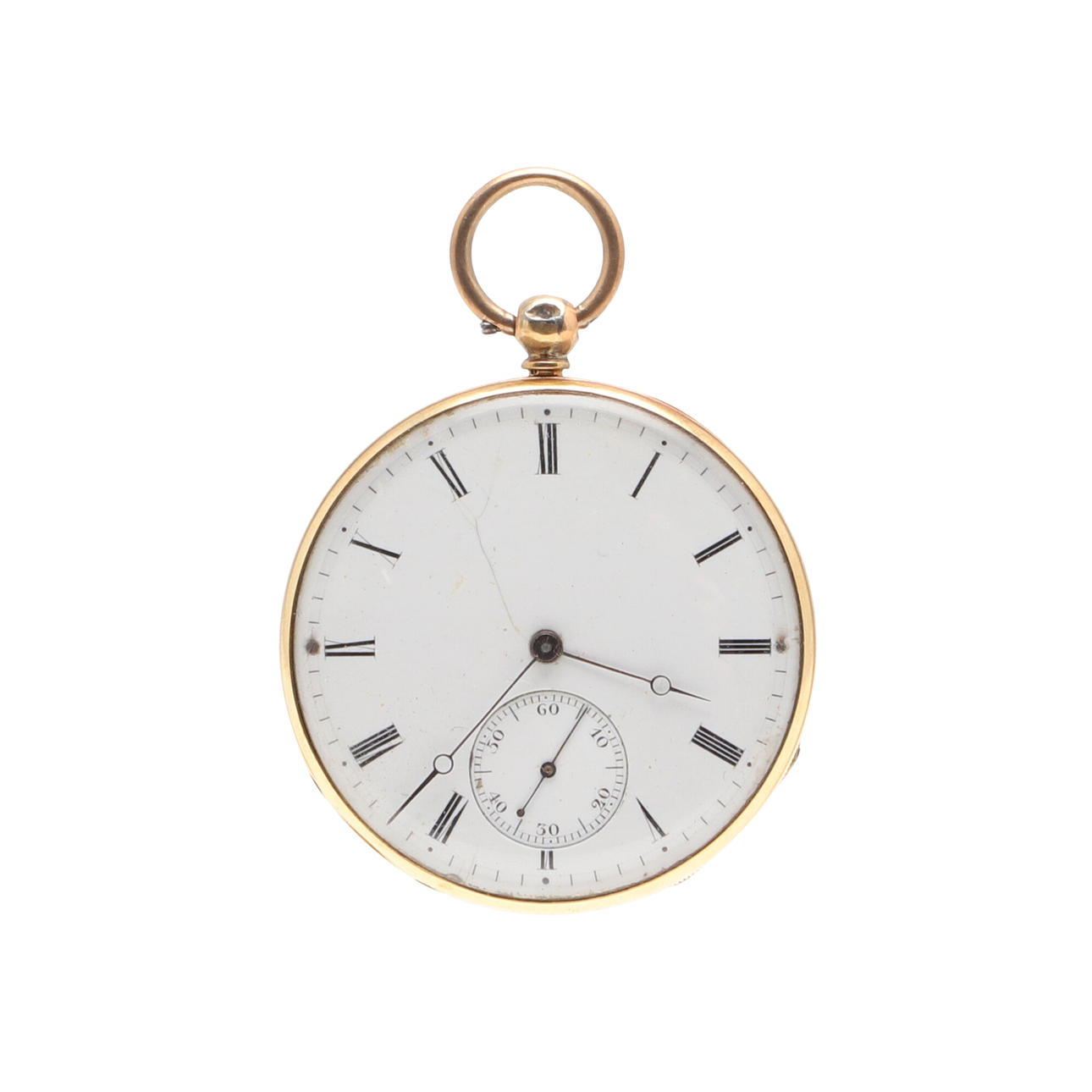 AN 18CT GOLD OPEN FACED POCKET WATCH.