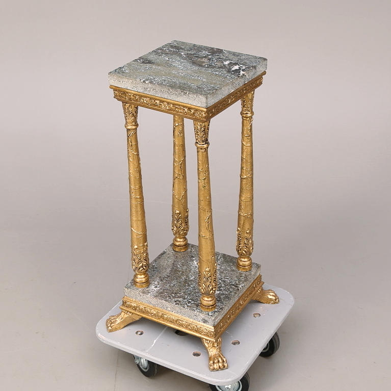 PIEDESTAL, förgylld, trä/pastellage, sten.