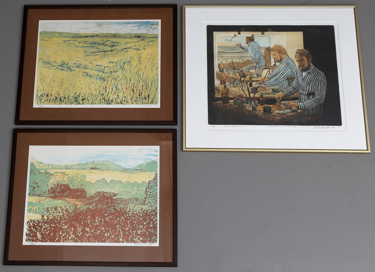 PART TRYCK, 3 st, bl a färglitografier, signerade och daterade Eric Julius 1980 samt numrerade 11/125.