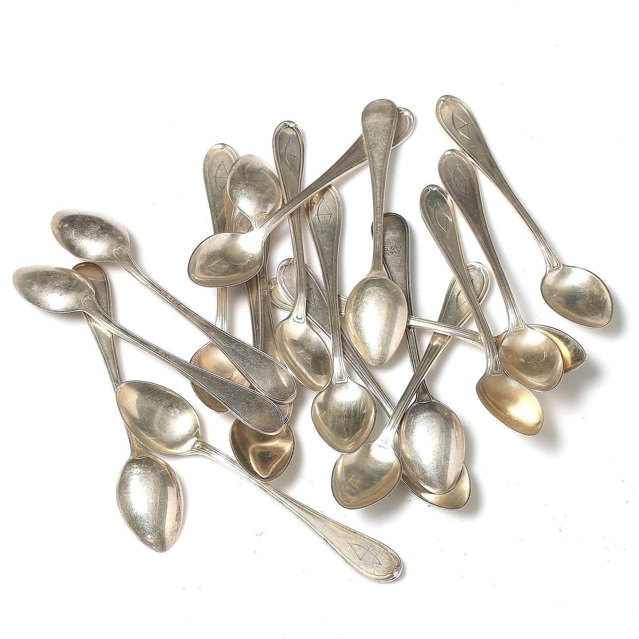 KAFFESKEDAR, 18 st, silver, Art Deco, W.A. Bolin AB, Hovjuvelerare, Stockholm, 1930-tal. Vikt 271 gram.