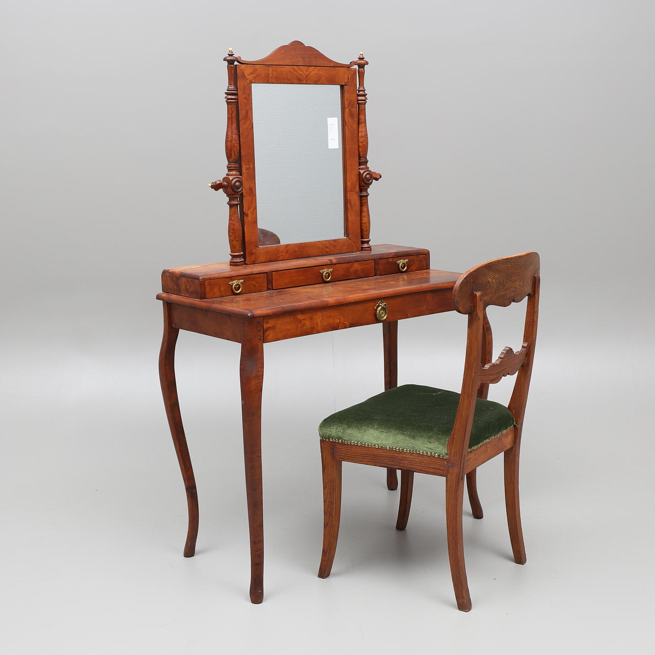 TOALETTBORD, nyrokoko samt STOL, senempire, 1800-tal.