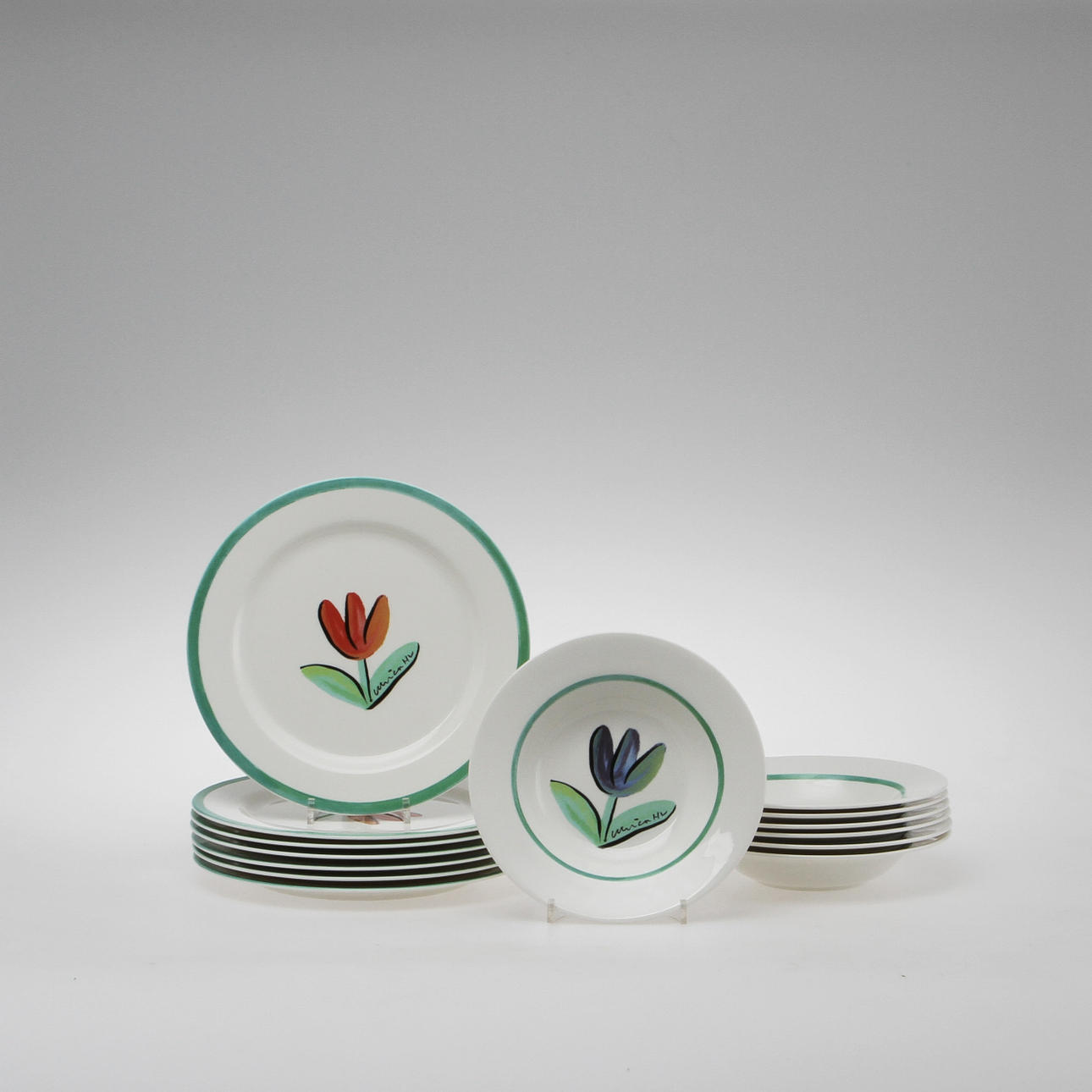 TALLRIKAR, 7 st samt DJUPA TALLRIKAR, 7 st, porslin, Ulrica Hydman Vallien.