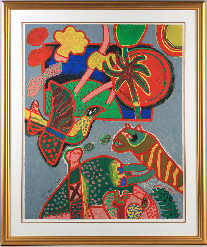 BEVERLOO CORNEILLE. Composition with animals, color lithography.