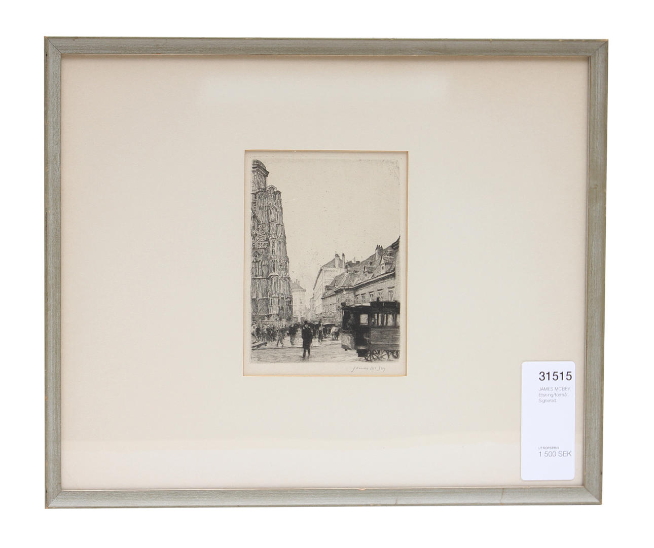 JAMES MCBEY. Etsning/torrnål. Signerad.