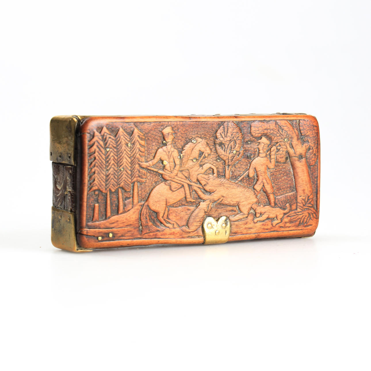 Bjørnejagt, trækasse, 1800-tallet.