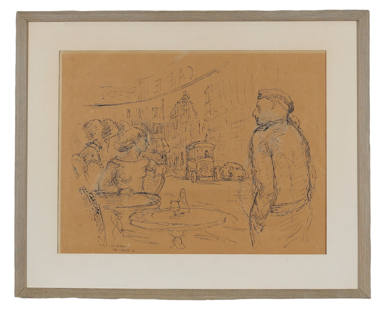 PÄR LINDBLAD. «St Germain», dibujo a tinta, firmado y fechado -50.