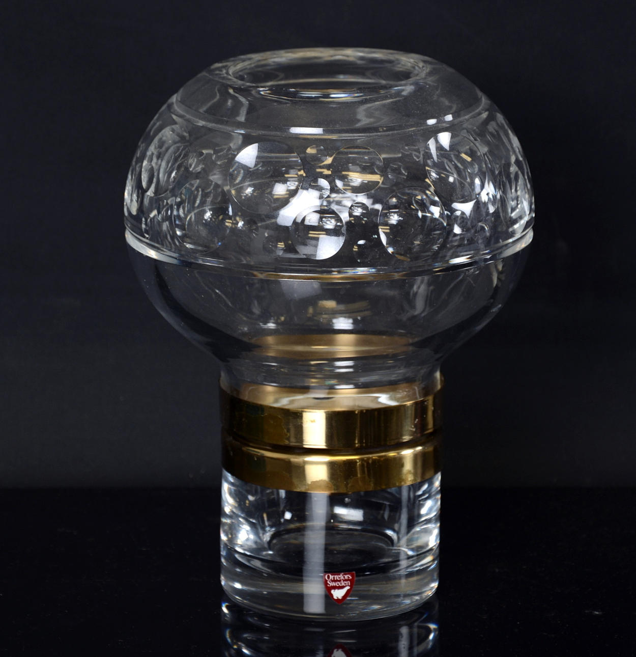 LYKTA Orrefors, glas/mässing,1900-talets andra hälft.