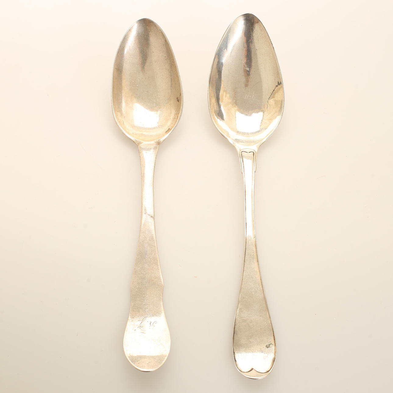 Two silver reward spoons, 19th century.