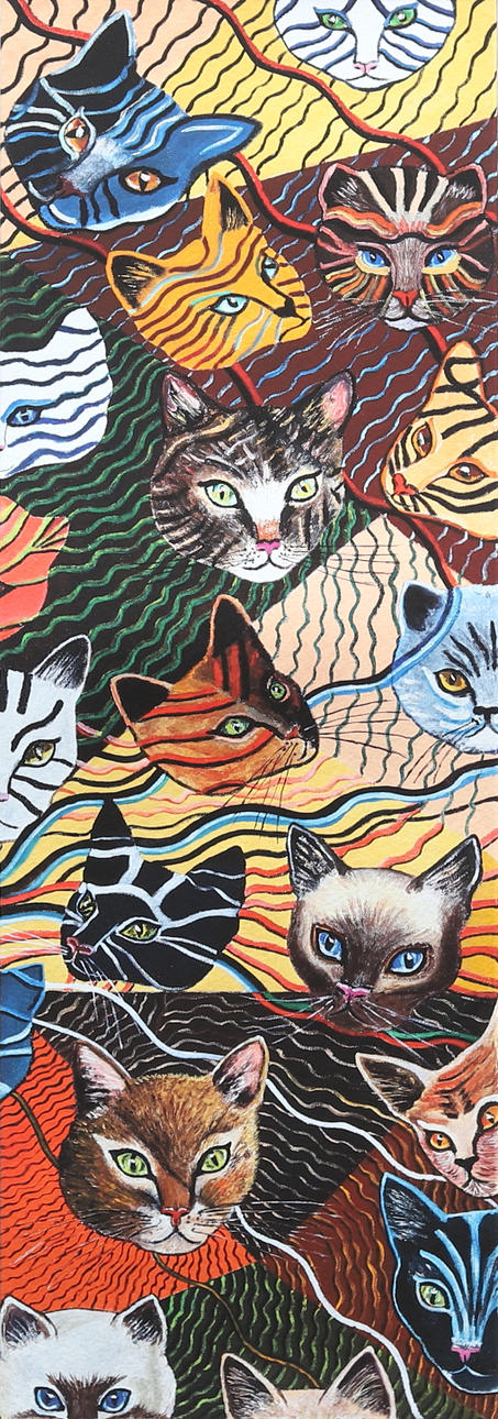 LEONA OPPENHEIMER. Cat faces, lithograph no 18/50, signed.