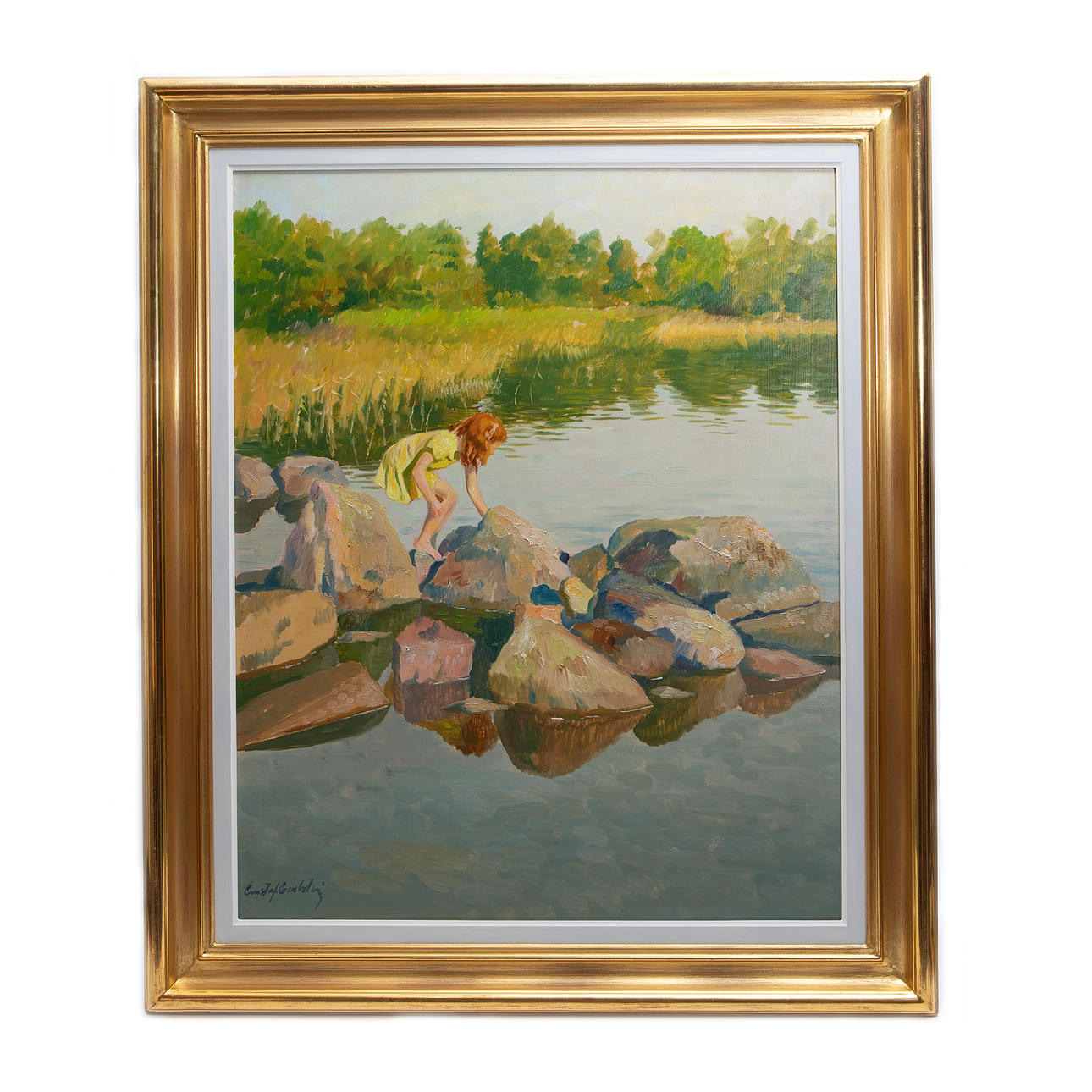 GUSTAF CARLSTRÖM. Olja på pannå, signerad. Konst Måleri