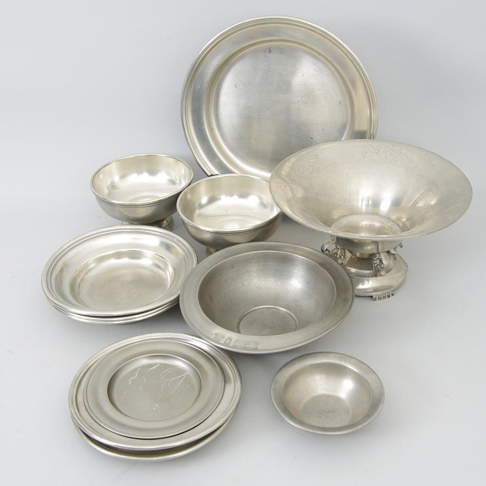 FAT SAMT SKÅLAR, 12 delar, tenn.