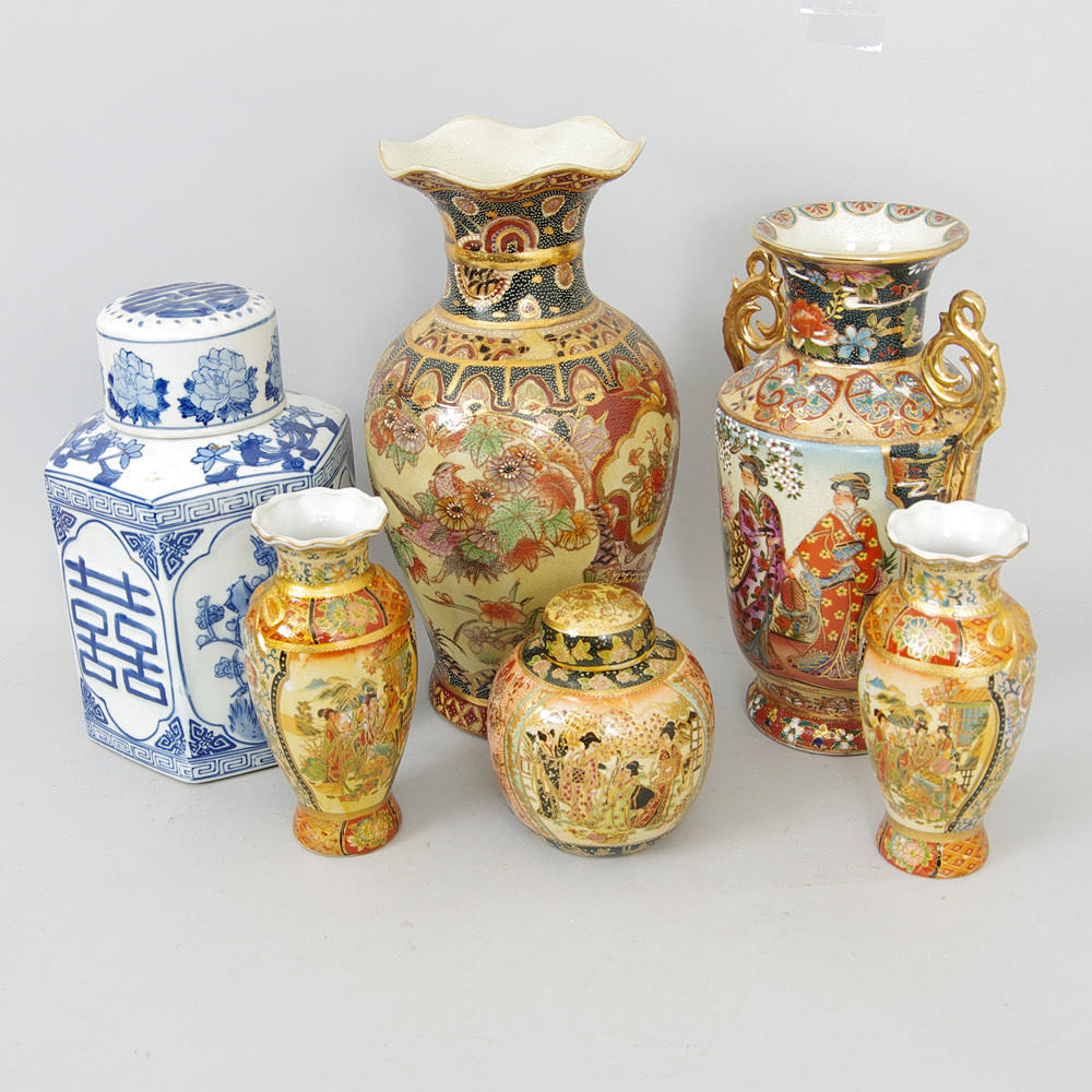 VASER SAMT LOCKURNOR, 6 delar, Kina.