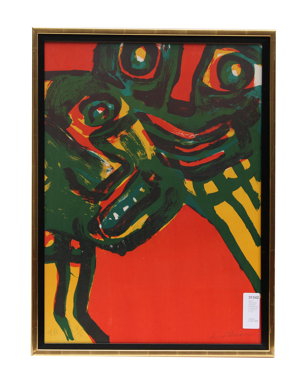 BENGT LINDSTRÖM. Färglitografi. Figurkomposition. Signerad och numrerad E.A. IV/X.