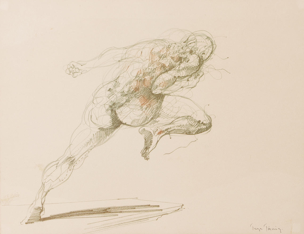 TAGE TÖRNING. Atlet, signerat tryck.