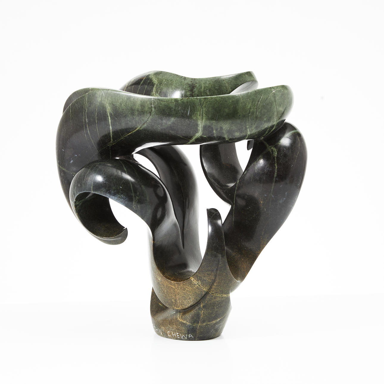 JOHN CHEWA (B. in 1982). Sculpture, abstract composition, carved and ...