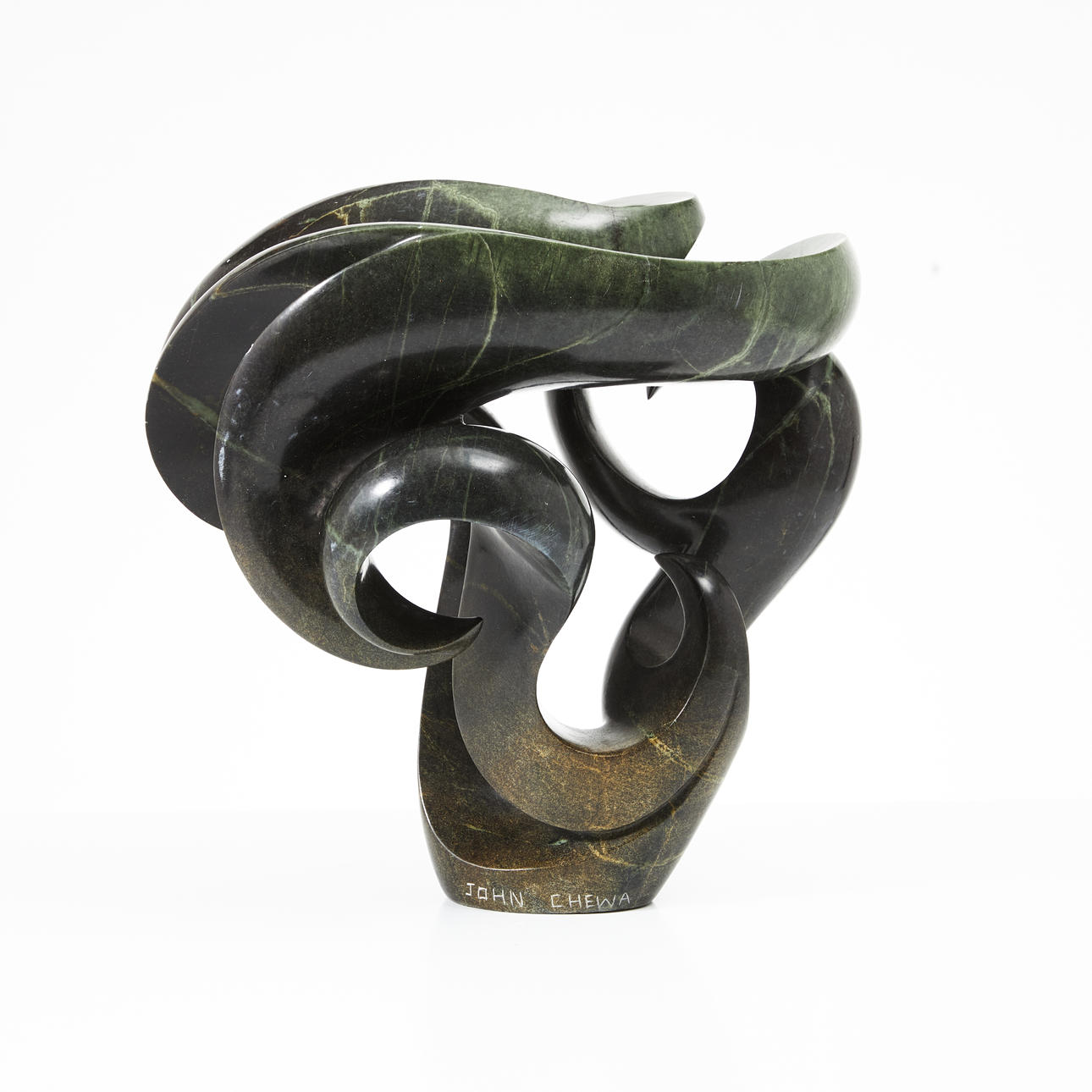 JOHN CHEWA (B. in 1982). Sculpture, abstract composition, carved and ...