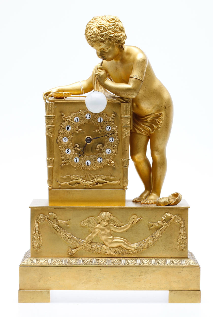 BORDSPENDYL, förgylld brons, Frankrike, tidigt 1800-tal.