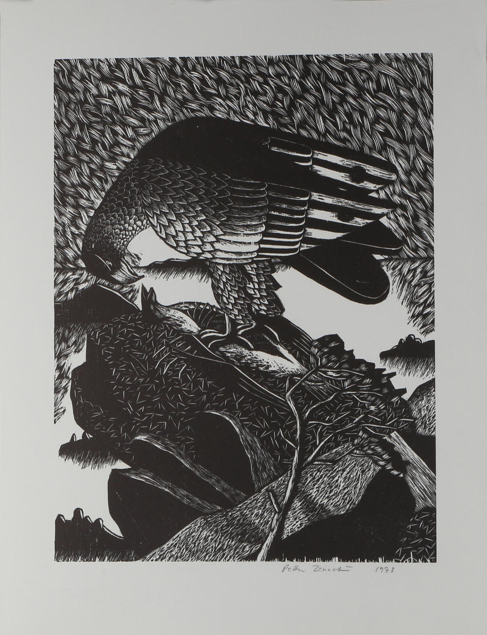 PETTER ZENNSTRÖM. Linoleumsnitt, signerad och daterad 1978.