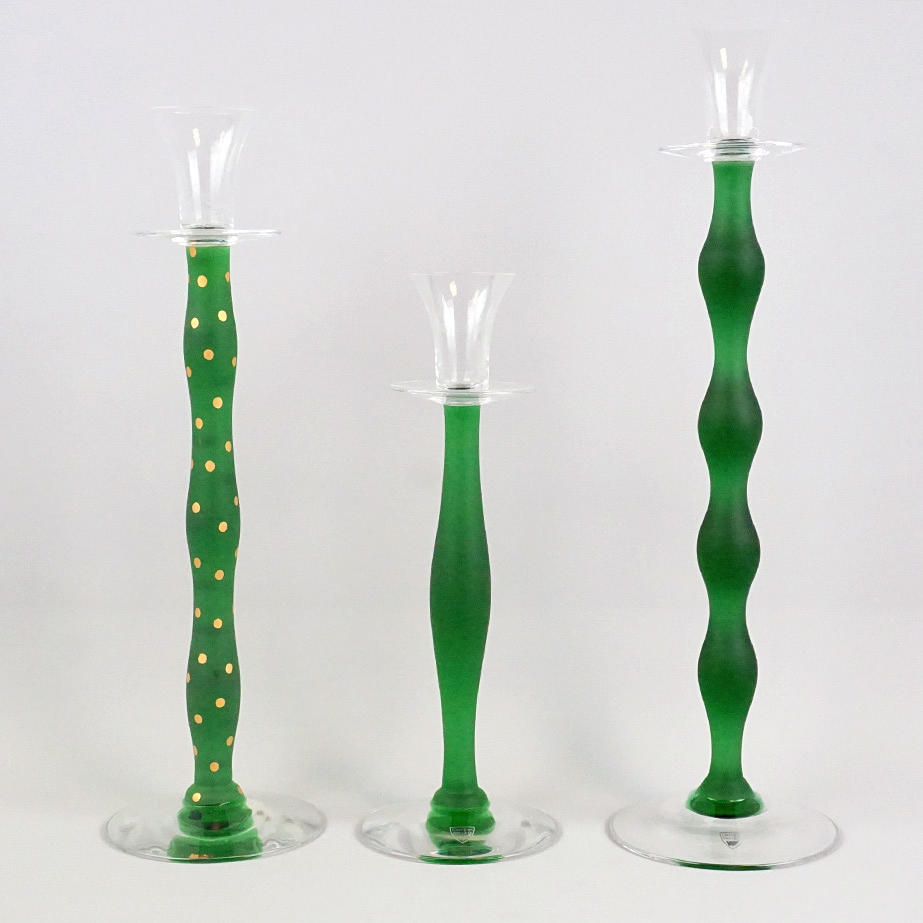 ANNE NILSSON. Ljusstakar 3 st, "Celeste", Orrefors.