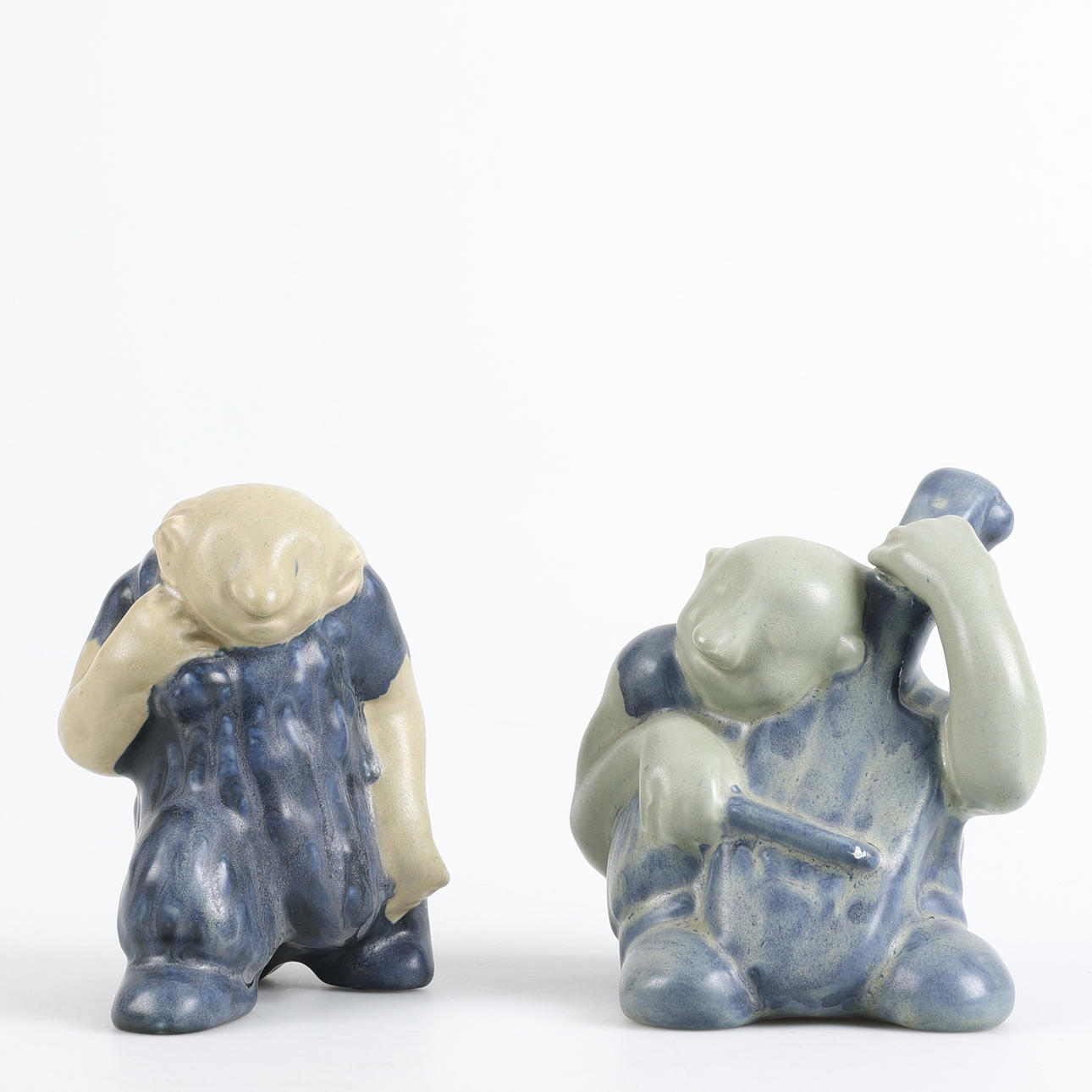 ÅKE HOLM. Two stoneware figurines signed Å. Holm.