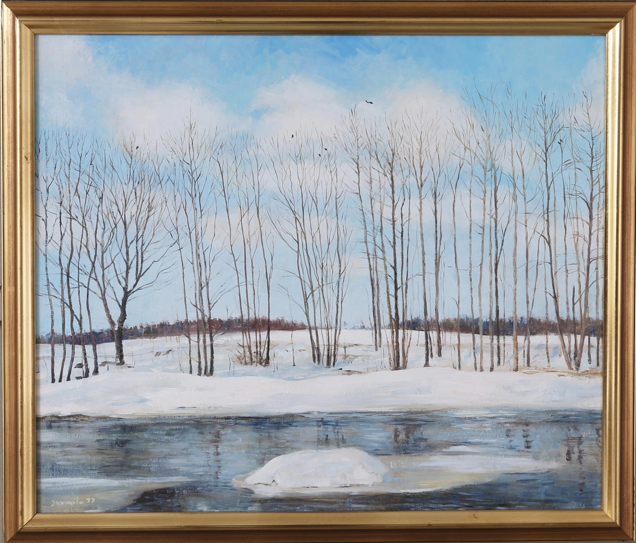 JARMILA HAKLOVA BULLA. Vinterlandskap, olja på pannå, signerad och daterad -77.