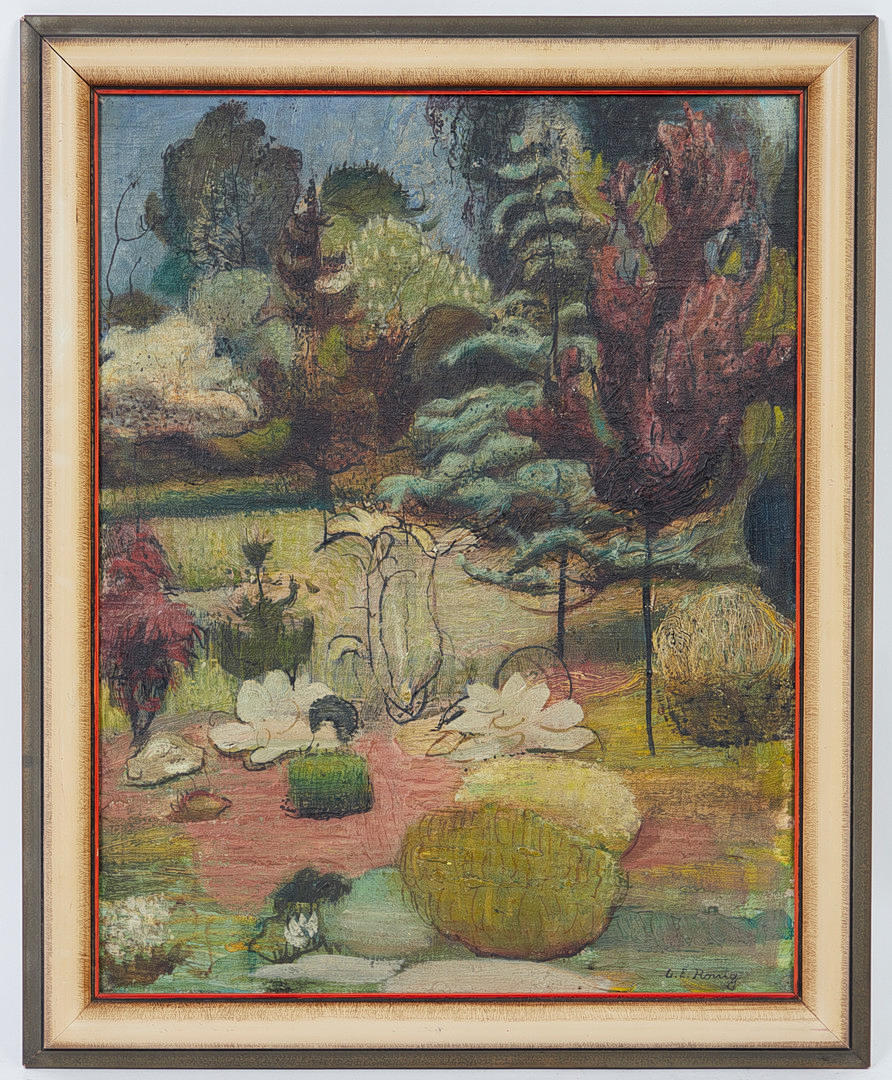 LUDWIG ERNST RONIG. Gemälde, Waldlandschaft mit Lichtung, doubliert.