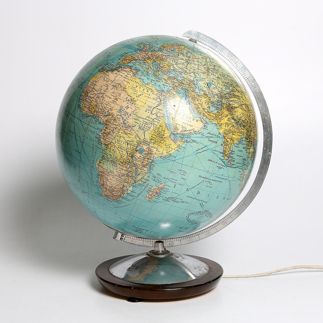 JORDGLOB, Trä, krom samt glas, Columbus, DUO, Villinger - Oestergaards politiska, Art Deco, 1930/40-tal.