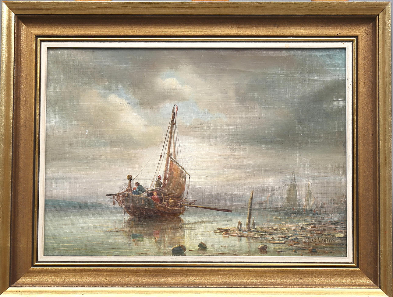 PER WILHELM CEDERGREN. Fiskebåt, olja på duk, 1800-tal, signerad P W Cerdergren.