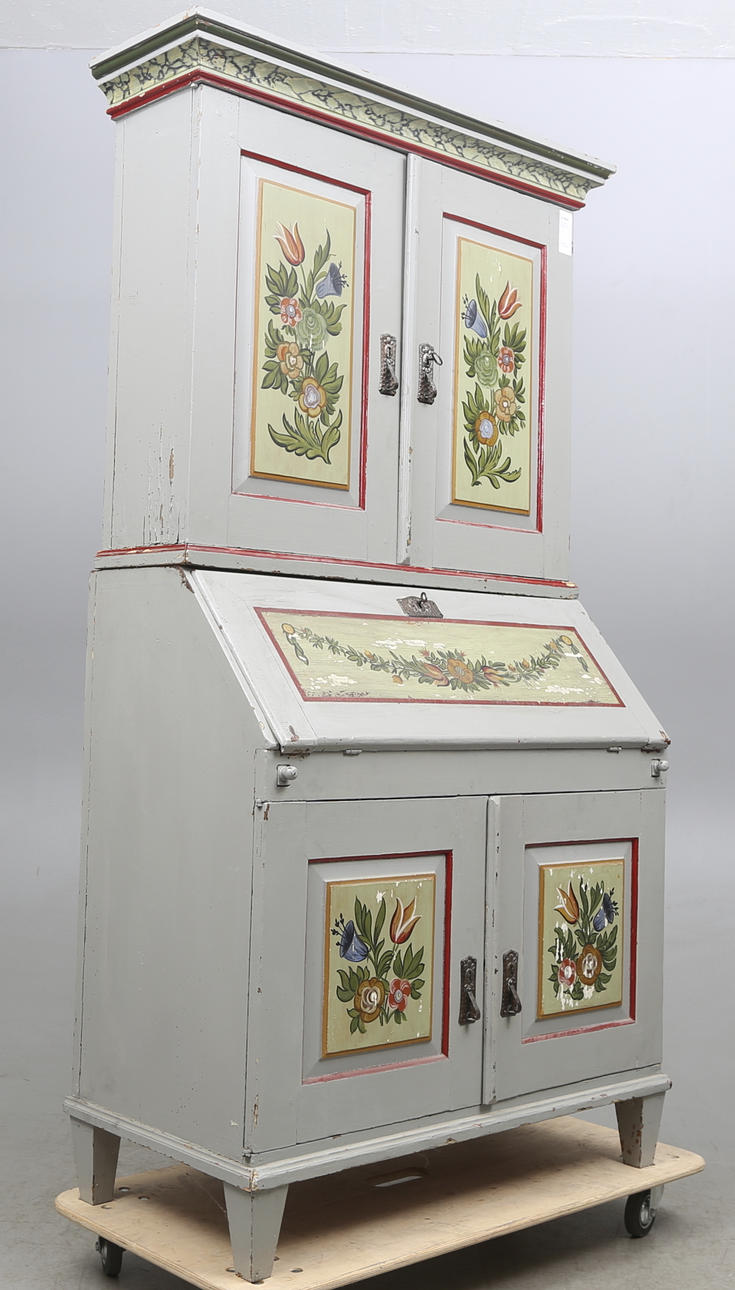 SKRIVSKÅP, sengustavianskt, daterat 1807.