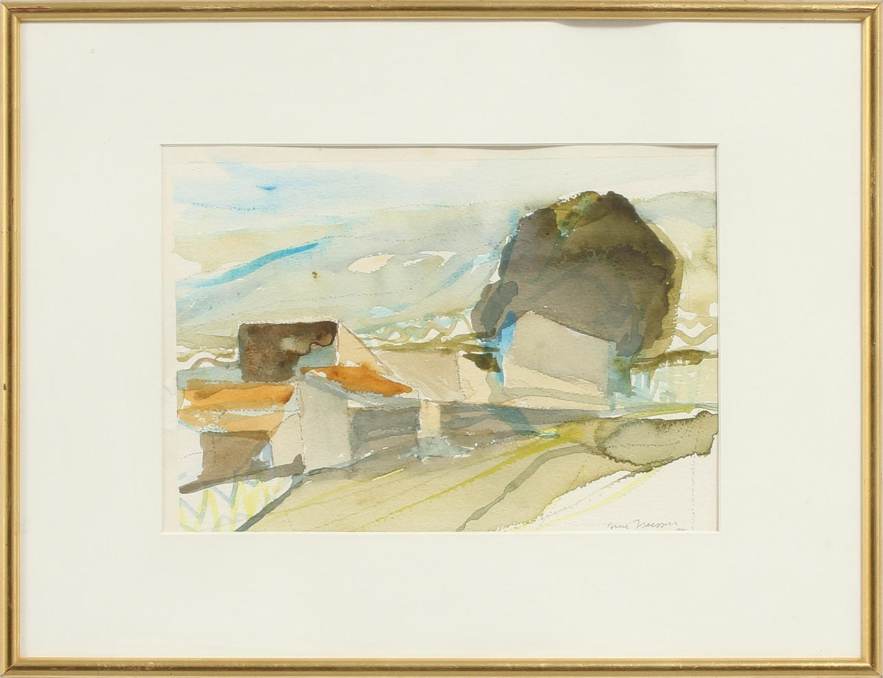 ARNE ISACSSON. Landskap, akvarell, signerad 85.