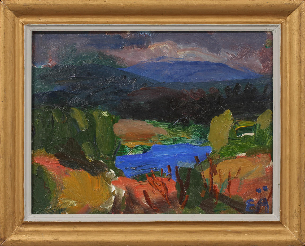 ERLING ÄRLINGSSON. "Östra Mulltjärn", olja på pannå, signerad.