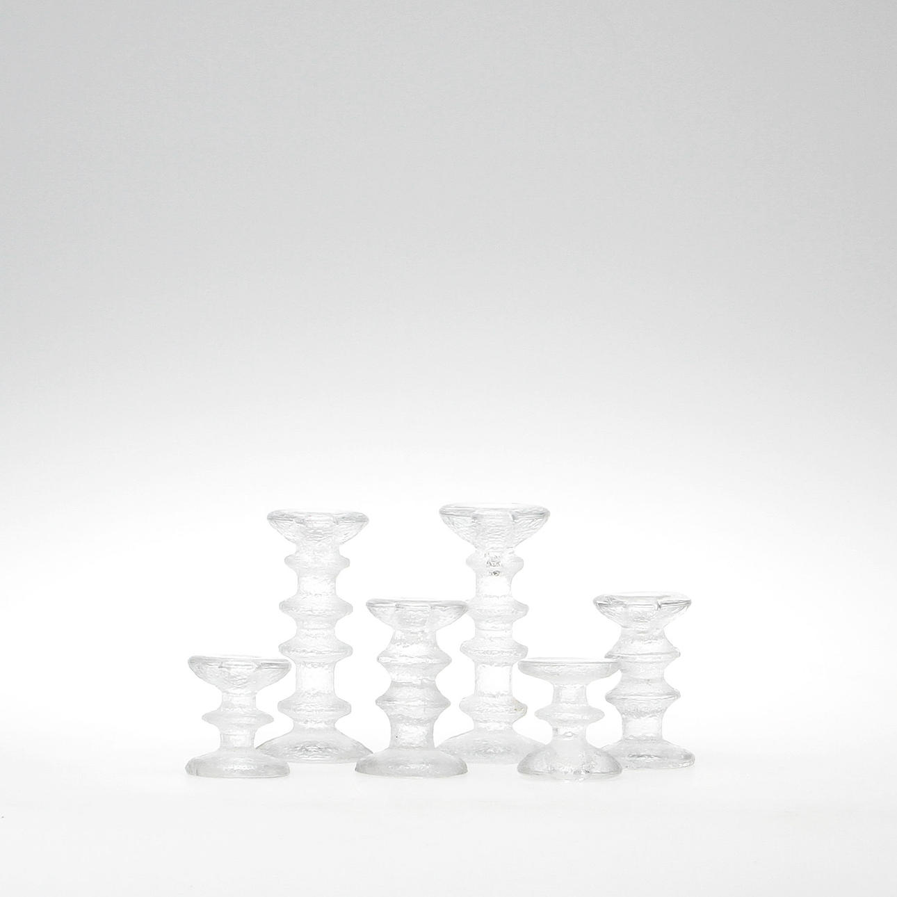 LJUSSTAKAR, 6 st, glas, "Festivo", Timo Sarpaneva för Iittala.