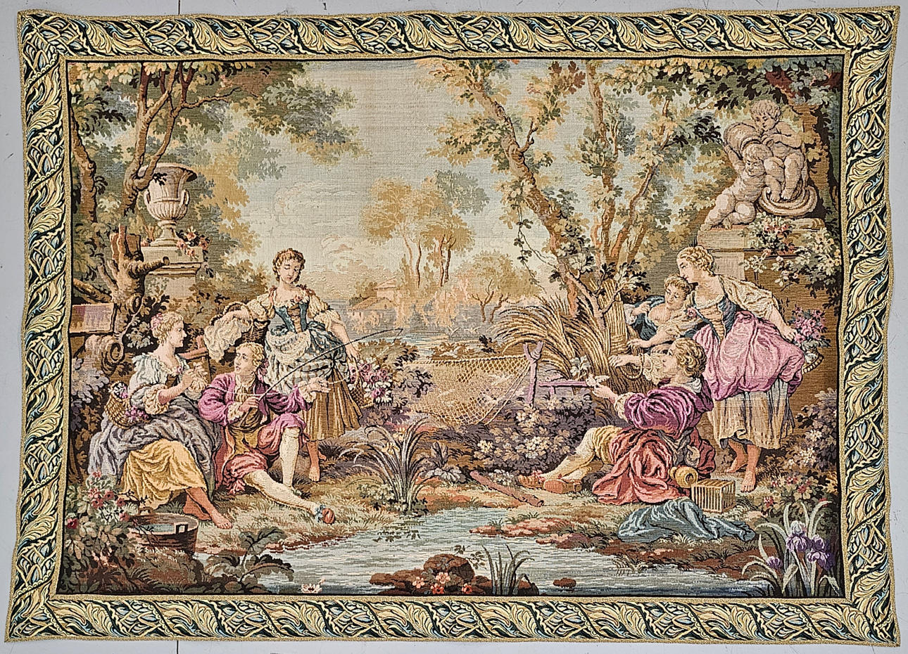 GOBELIN MED ROMANTISK SCENE. MIDT XX ÅRHUNDREDE.