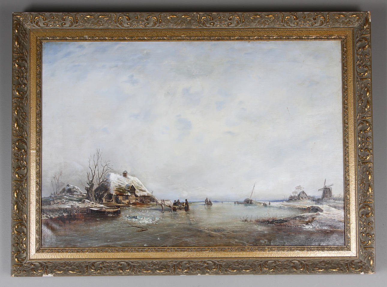 OKÄND KONSTNÄR. Holländskt vinterlandskap. O.D. tidigt 1900-tal.