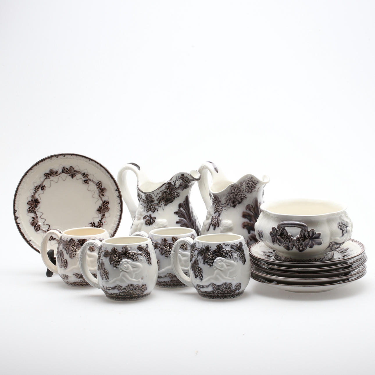 SERVISDELAR, 13 delar, "Mullbär", Gefle, 1900-talets mitt.