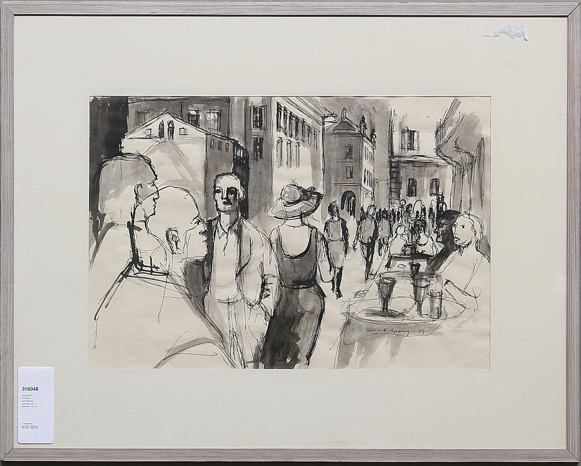 LENNART SPONG. Blandteknik, signerad och daterad -59.