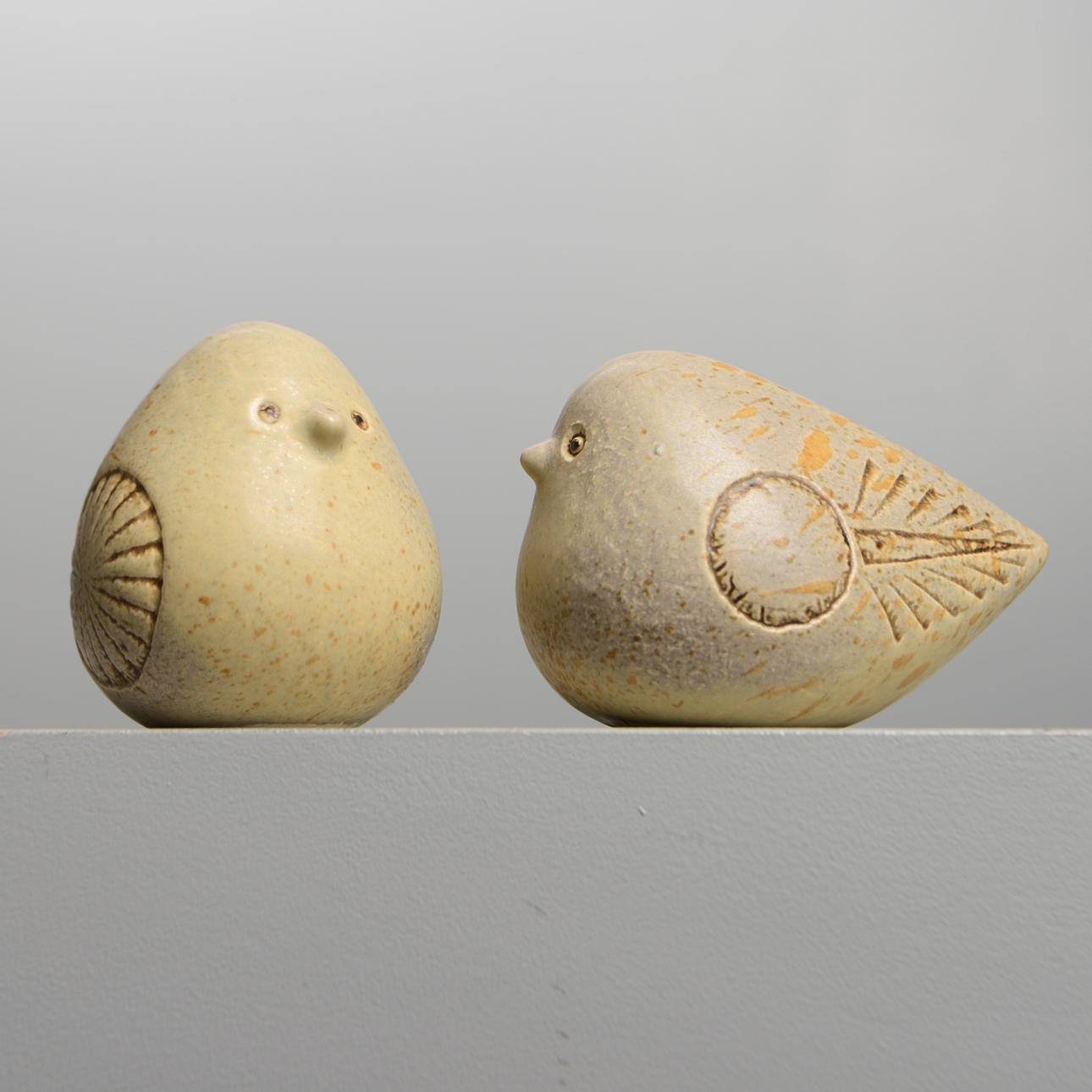 LISA LARSON. Birds, 2 pieces, K-studio, Gustavsberg, signed