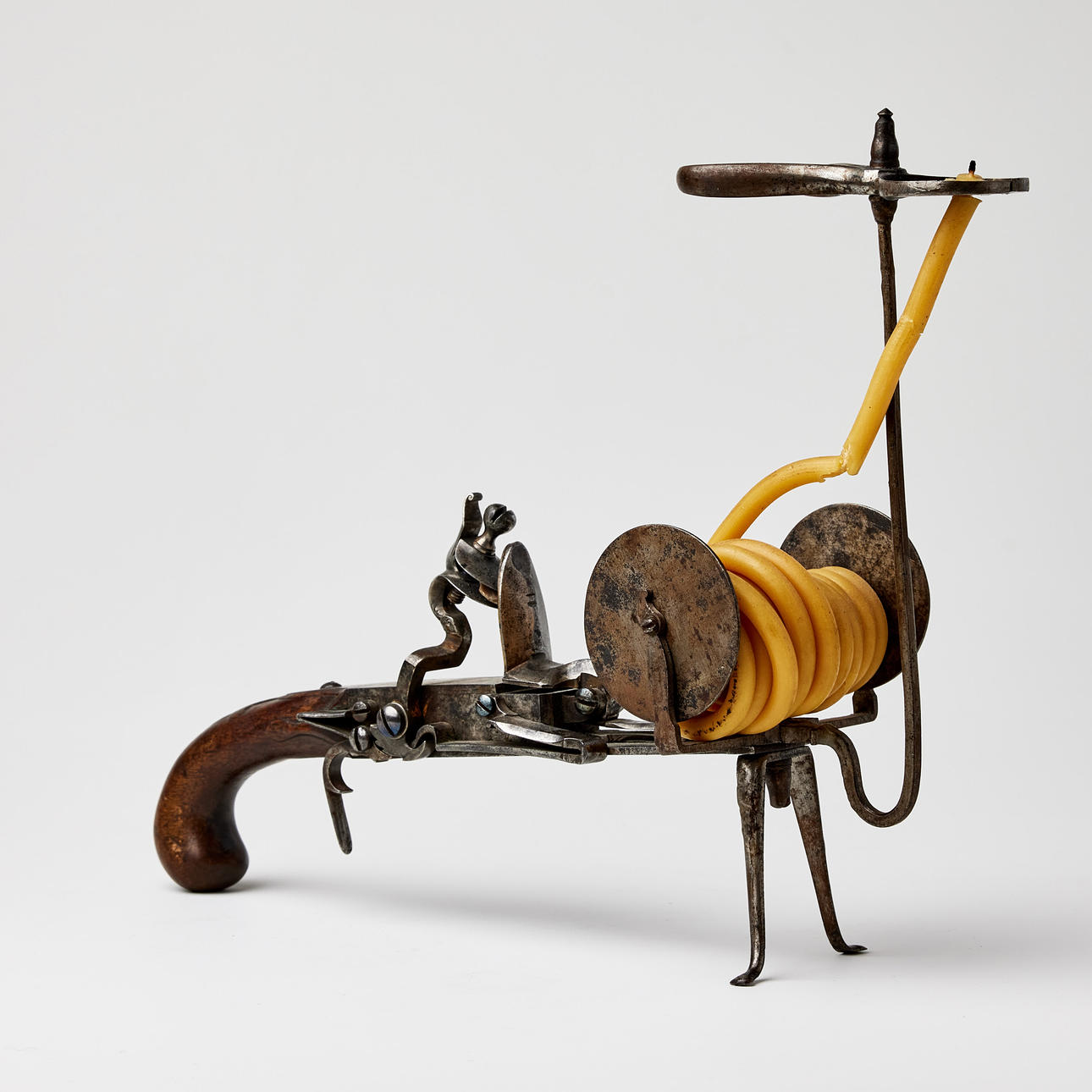 FLINT LOCK LIGHTER with WAX STACK STAND, Rococo, second half of the 18th century, stamped WEDEVÅG.