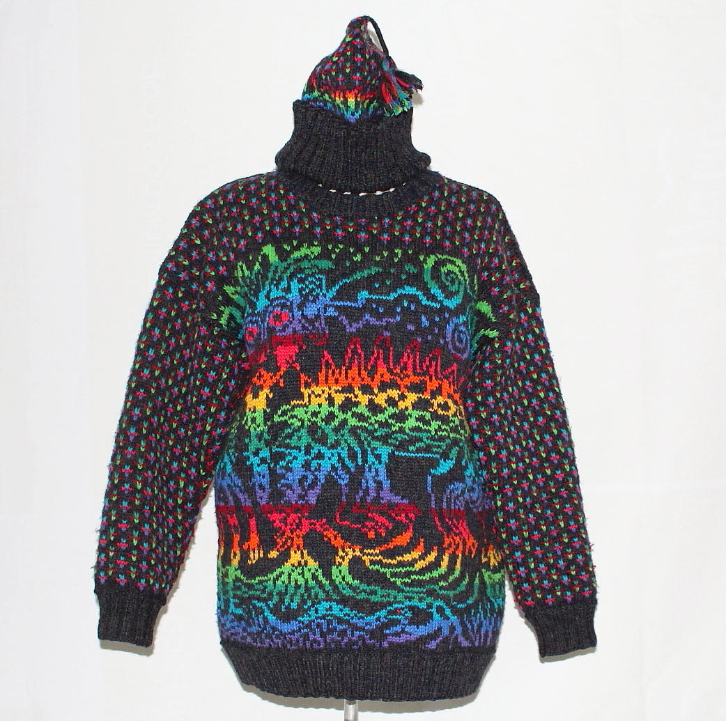 SIRI SØGER. stickad olle med mössa, vantar och sockar.