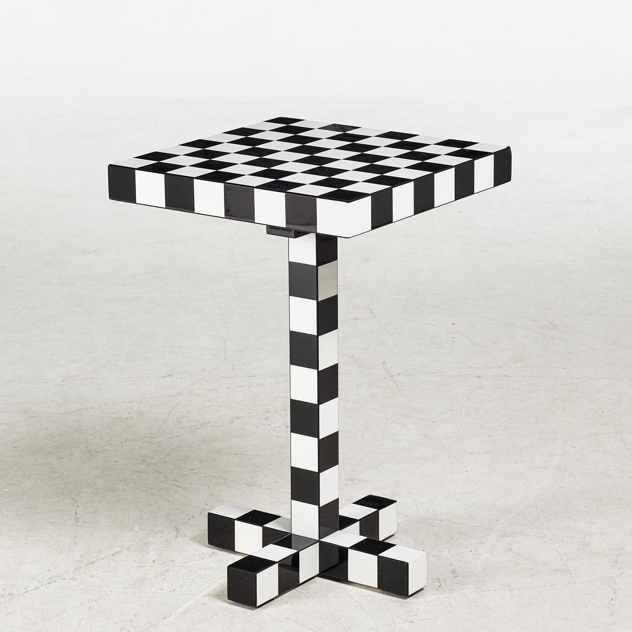 FRONT. Table, “Chess Table”, designed in 2009 for Moooi, painted in black/white.