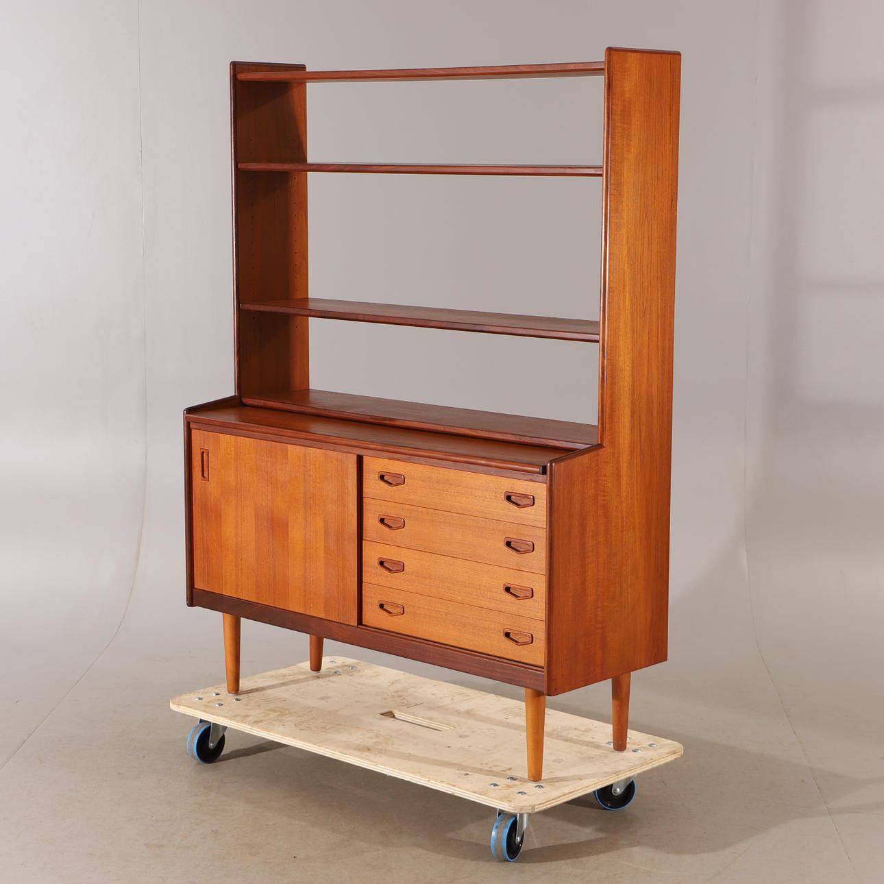 A teak bookcase, mid 20th century.