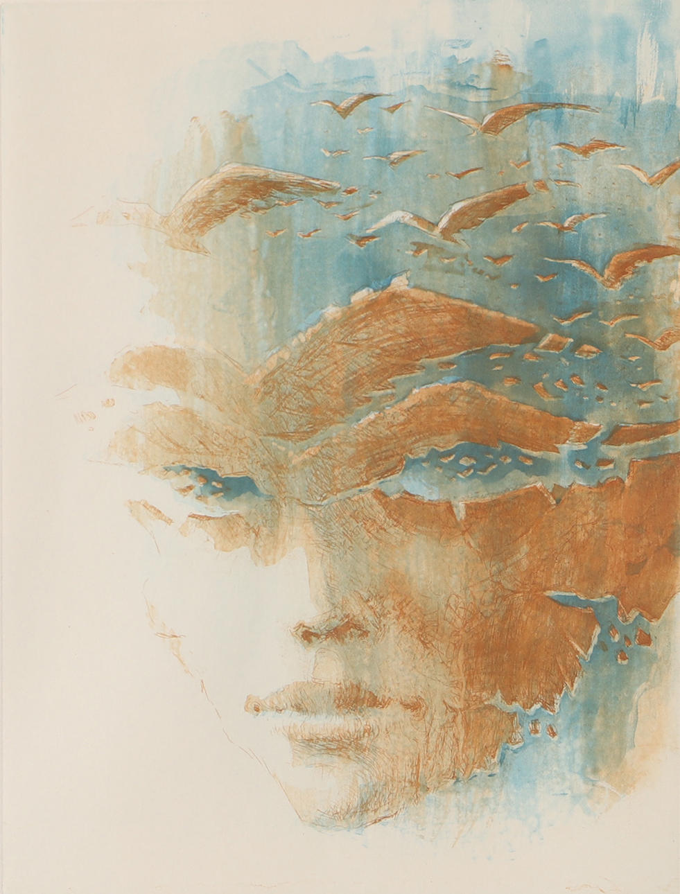 FRANCIS DE LASSUS SAINT-GENIES. Face, etching, signed.